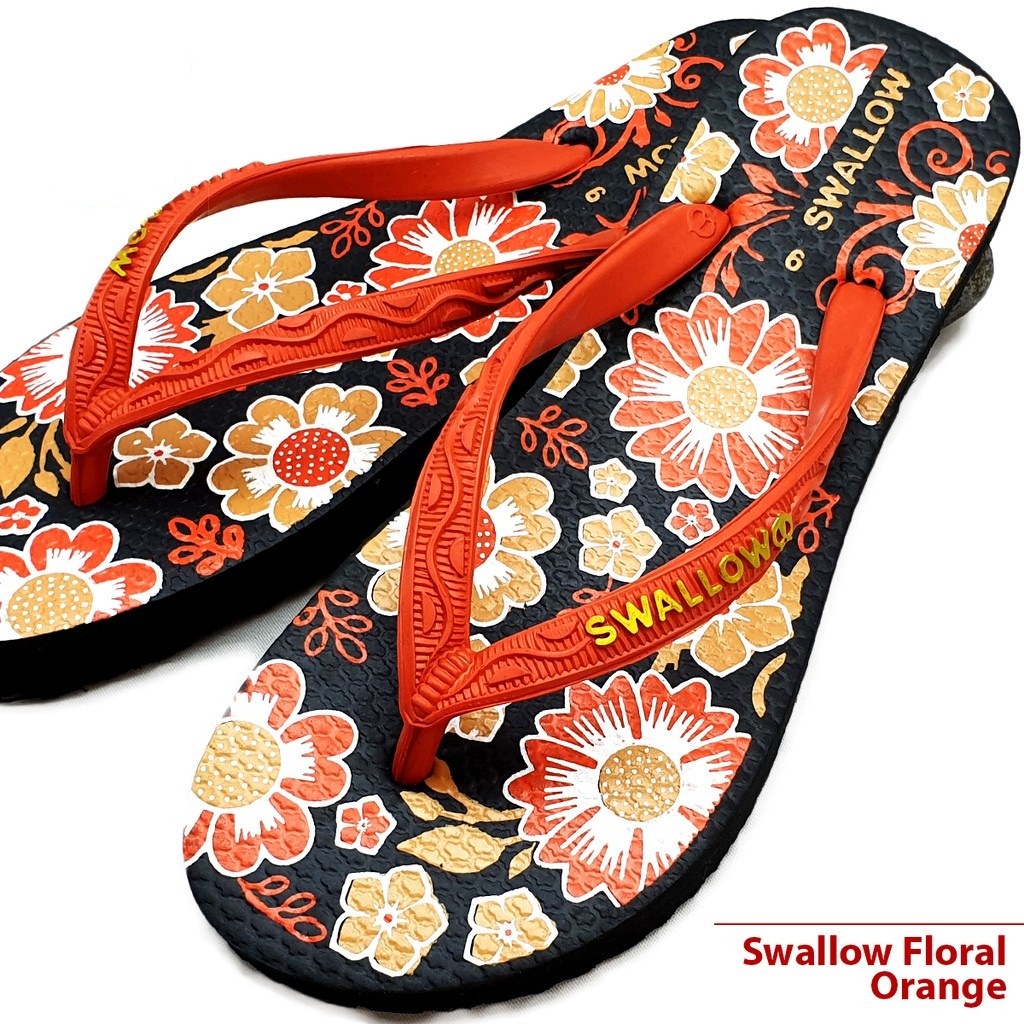 Sandal Jepit Wanita Swallow Floral Motif Bunga Original