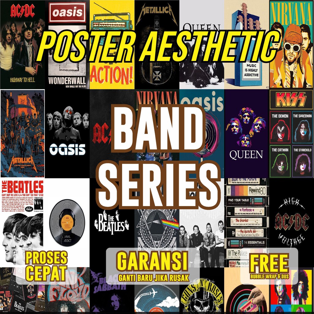POSTER AESTHETIC METAL DEKORASI BAND HIASAN STIKER DINDING ESTETIK STICKER KAMAR WALLDECOR WALLPAPER