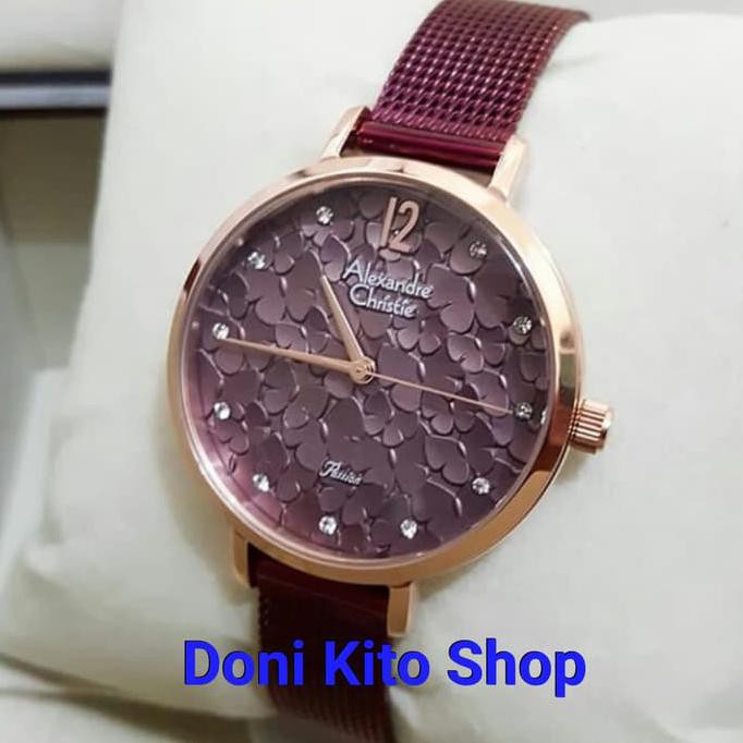 Jam Tangan Wanita Original Alexander Cristie AC2728 Maroon