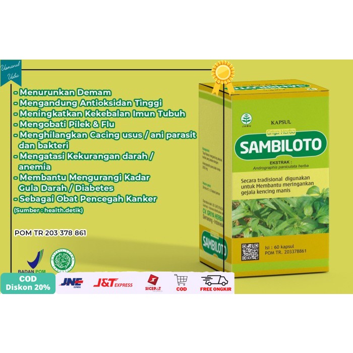 

❤COD❤ Herbal Alami Original Kapsul Sambiloto Penurun demam dan antioksidan