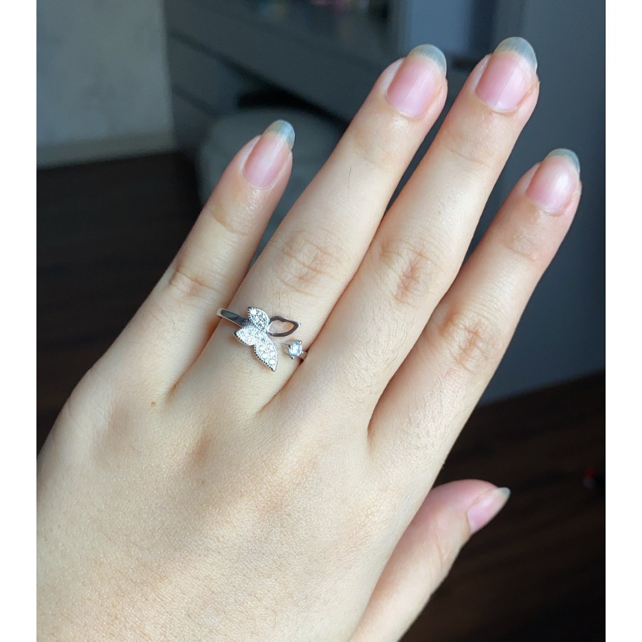 Cincin Perak Wanita Asli S925 Motif Kupu kupu Cocok hadiah RS042 Elegant