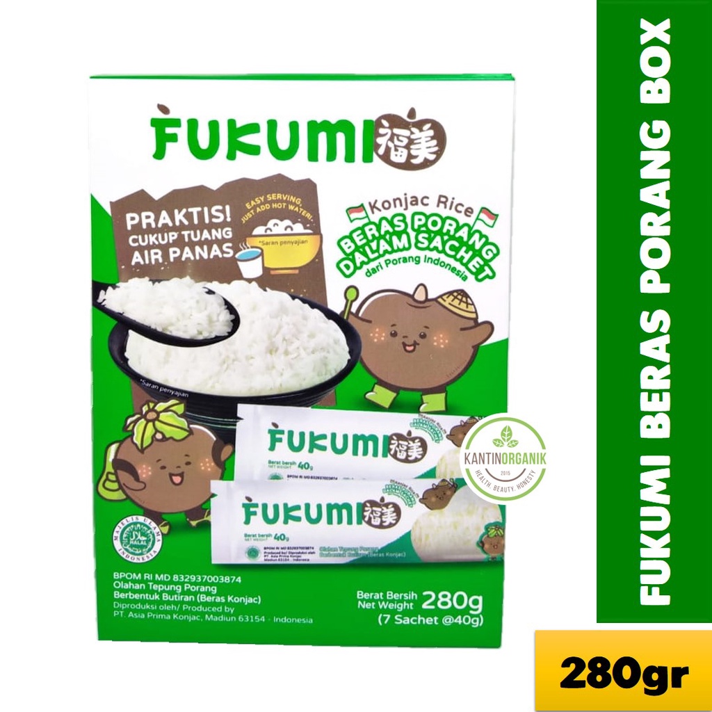 

Fukumi Beras Porang Box - Shirataki / Konjac Rice 280gr (7pcs x 40gr)