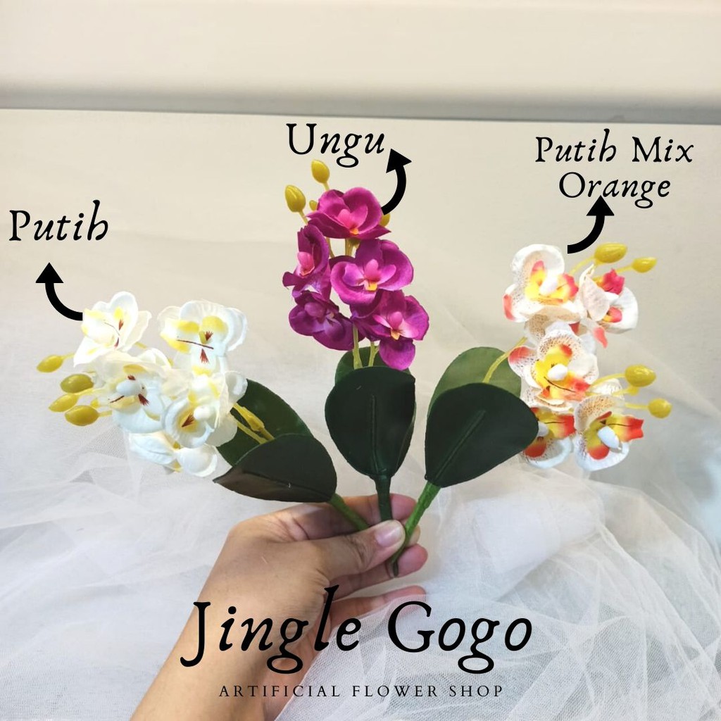 Bunga Mini Anggrek Bulan Hiasan Seserahan Bahan Dekorasi Mahar Wedding Flower Plastik Artificial