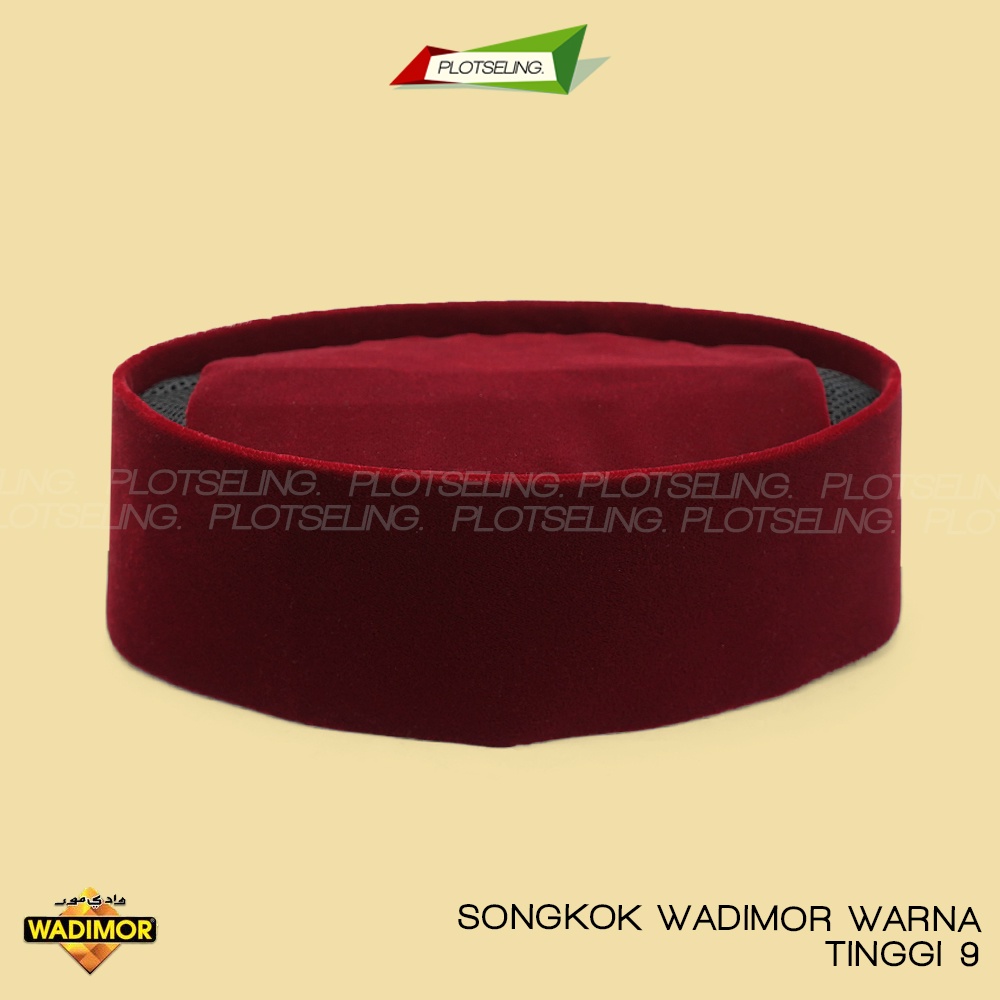 Songkok Wadimor AC Tinggi 9 ORIGINAL Warna Maroon Merah Hijau Peci Solat Pria Dewasa Kopiah Sholat Anak Laki Santri Pesantren Polos Kopyah Haji Beludru Pendek Motif Putih Hitam Full Bludru Bordir Batik NU Ori Kopeah Bulat Shalat Si Pitung Jawara Betawi