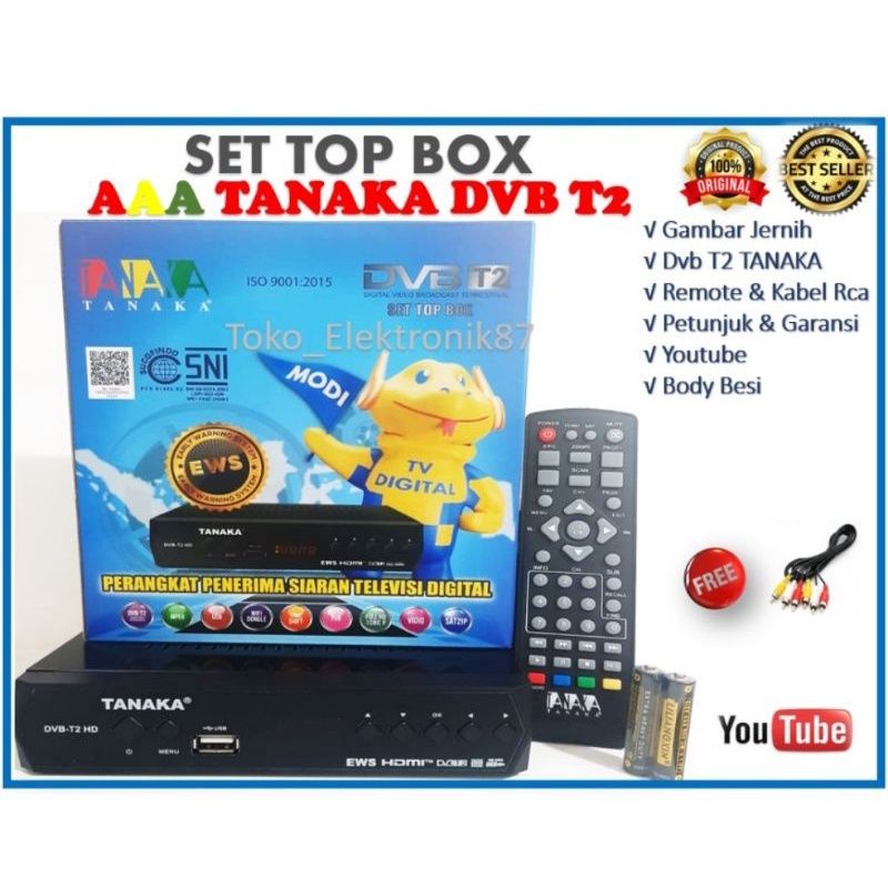 Receiver Set Top Box DVB T2 Tanaka / STB Tanaka Antena Bisa Gojek Grab Medan