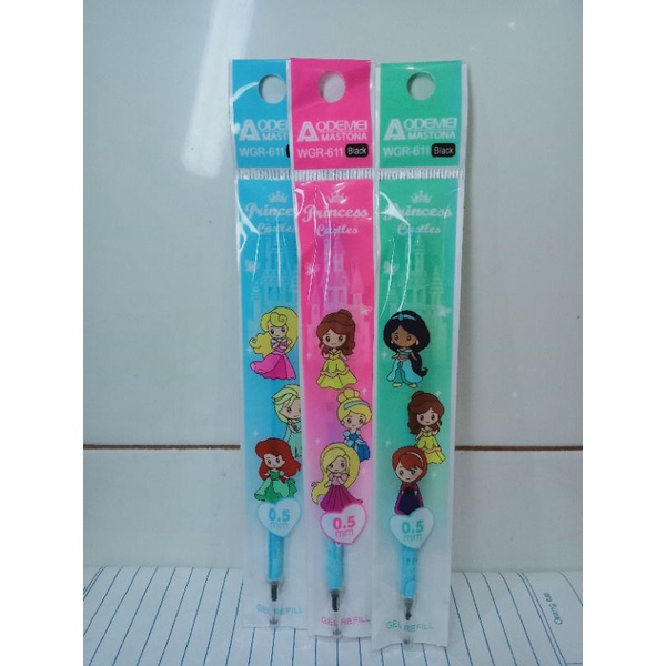 

refil pen gel karakter princess, ink length 9.3cm, 1 pack 5 pcs