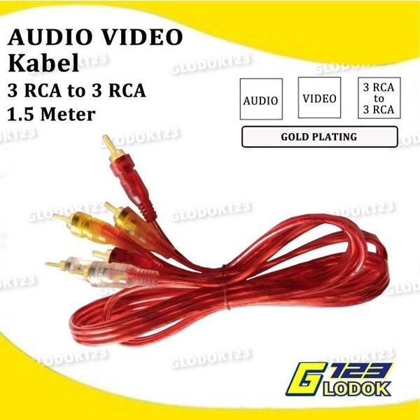 Kabel RCA DVD To TV 3-3 Jack Pin Cable AV Aux Audio Video High Quality