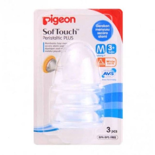 Pigeon Softouch Peristaltic Plus Nipple M isi 3 pcs Wide Neck