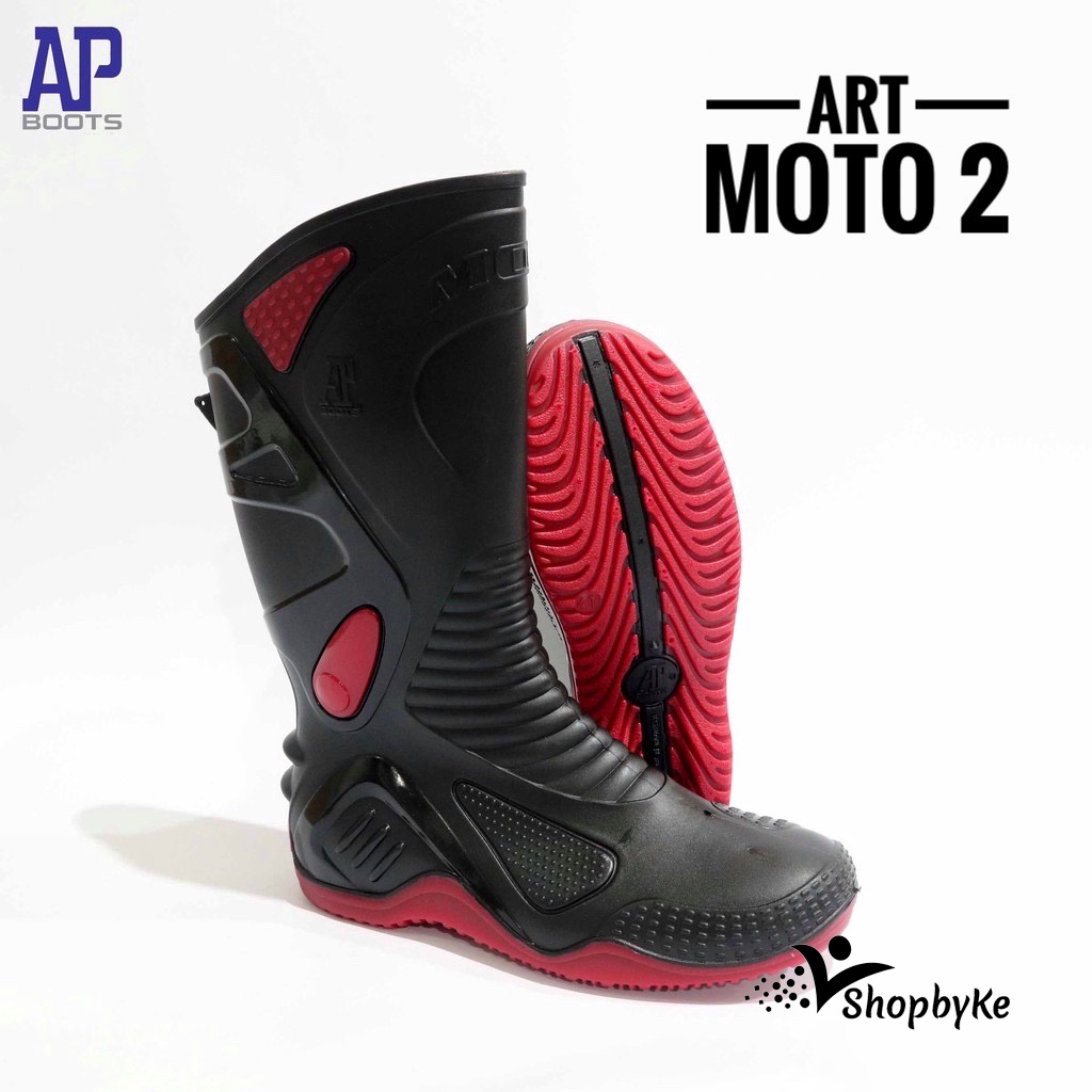 Sepatu Boots Karet merk AP MOTO 2 Black/Red Size 38-45