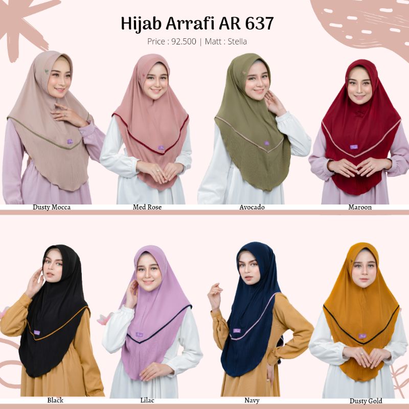 Hijab Arrafi Terbaru AR 637 Jilbab Bergo Plisket