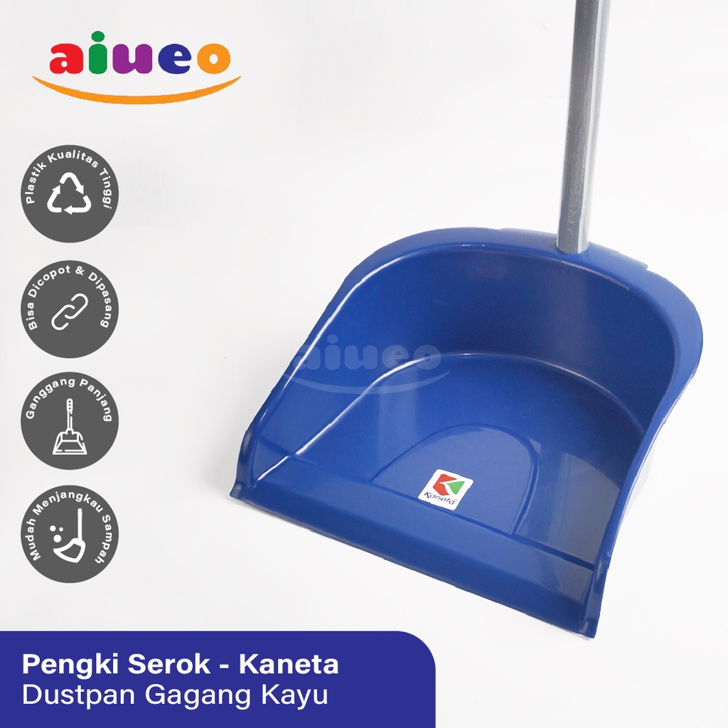 AIUEO | Pengki Serok Sampah Serokan Dustpan Gagang Kayu Murah Kaneta RANDOM original | Pengki grosir | alat kebersihan