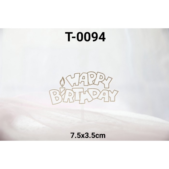 

KUE-PENGHIAS-ALAT- T-0094 CAKE TOPPER HIASAN KUE TULISAN HAPPY BIRTHDAY LIS EMAS LILIN -ALAT-