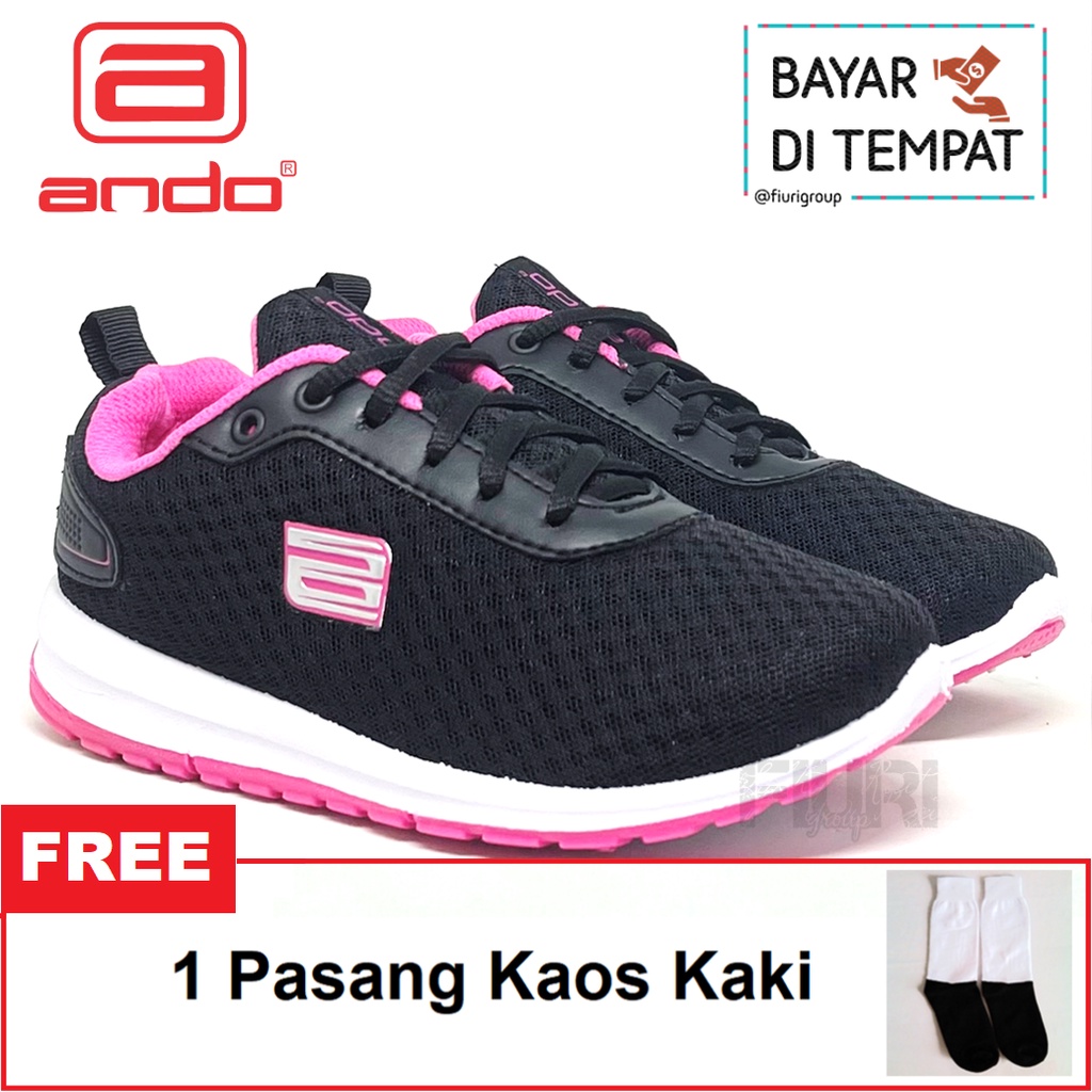 FIURI - ANDO ORIGINAL -  ZORA 33-40 HITAM PINK - SEPATU SNEAKERS KANVAS SOL KARET ANAK KECIL PEREMPUAN  - SEPATU KETS LUCU FASHION TRENDY - SEPATU SEKOLAH ANAK PEREMPUAN SD - SEPATU ANAK CEWEK - MURAH PROMO DISKON BONUS KAOS KAKI