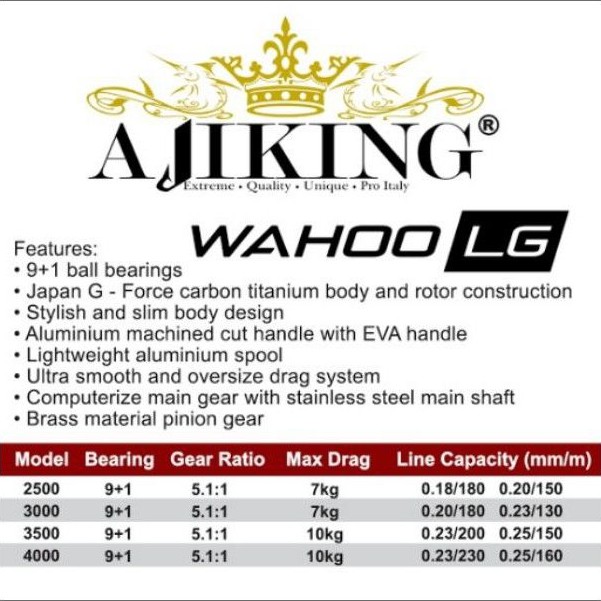 Reel AJIKING WAHOO LG LIGHT GAME 3500 / 4000