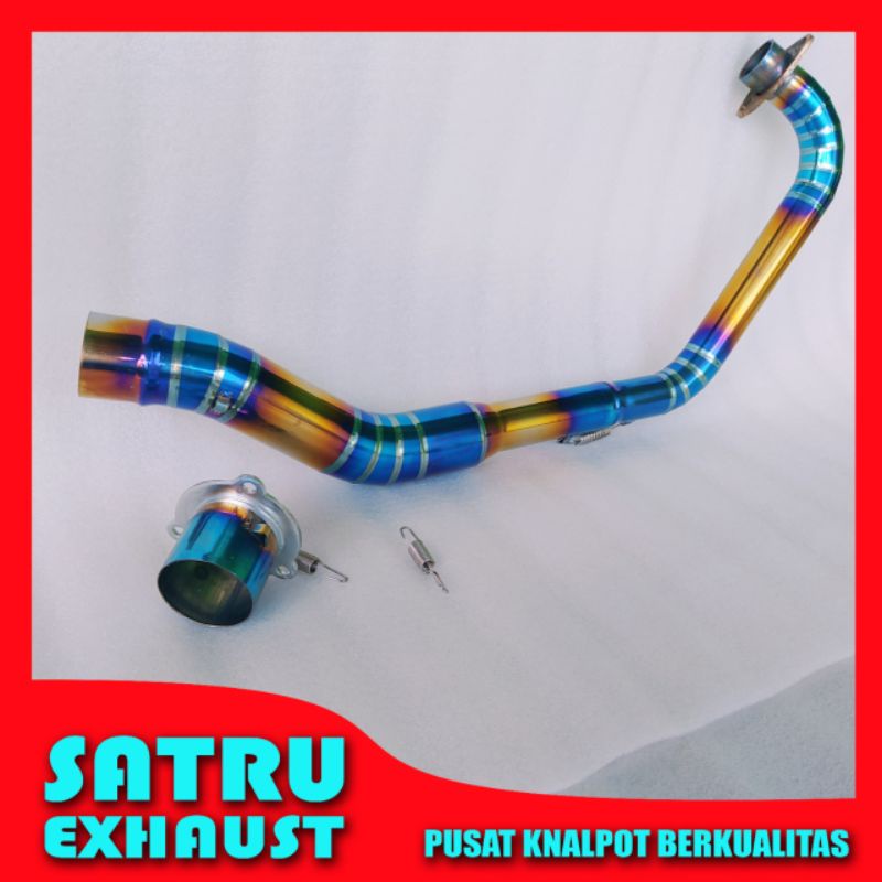 Pipa leheran knalpot bluegold CB150R old PNP silincer original standar satria Fu full cacing stainle