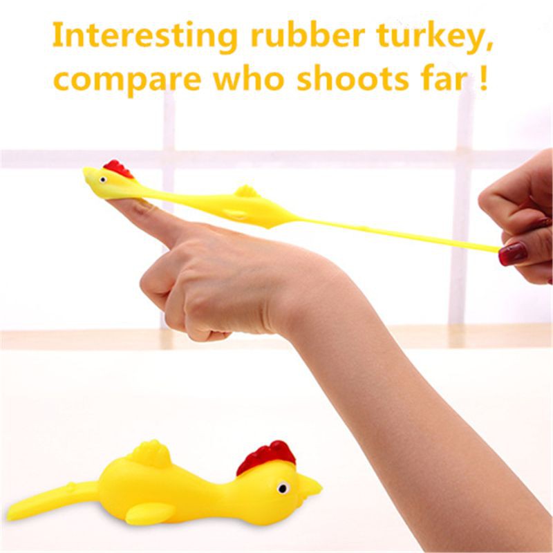 Mary 3PCS Finger Birds Fun Novelty Toys Funny Joke Rubber Chicken Stretchy Flying Turkey Party Favors