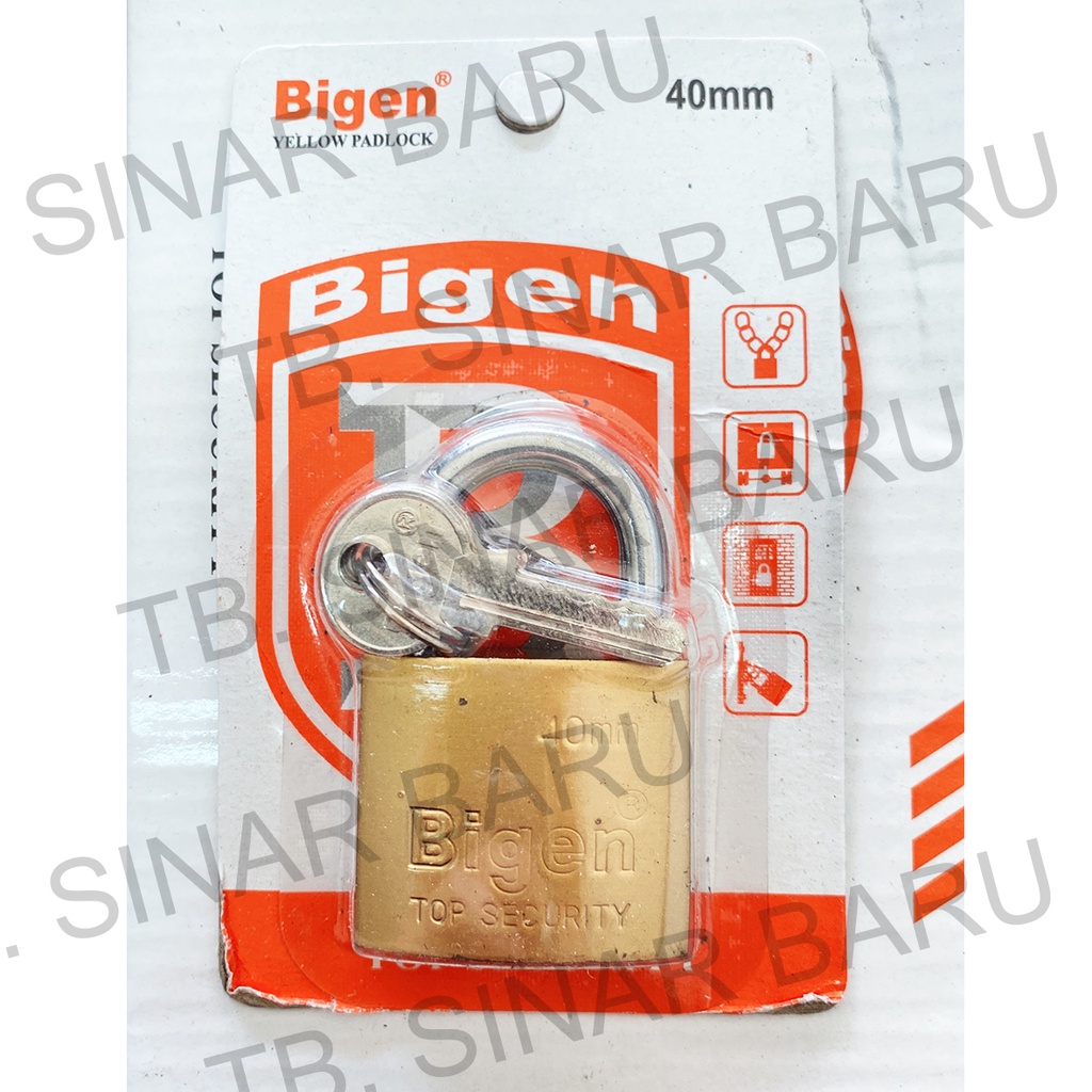 Gembok Koper/ Gembok Kuning Blister Bigen 40 MM