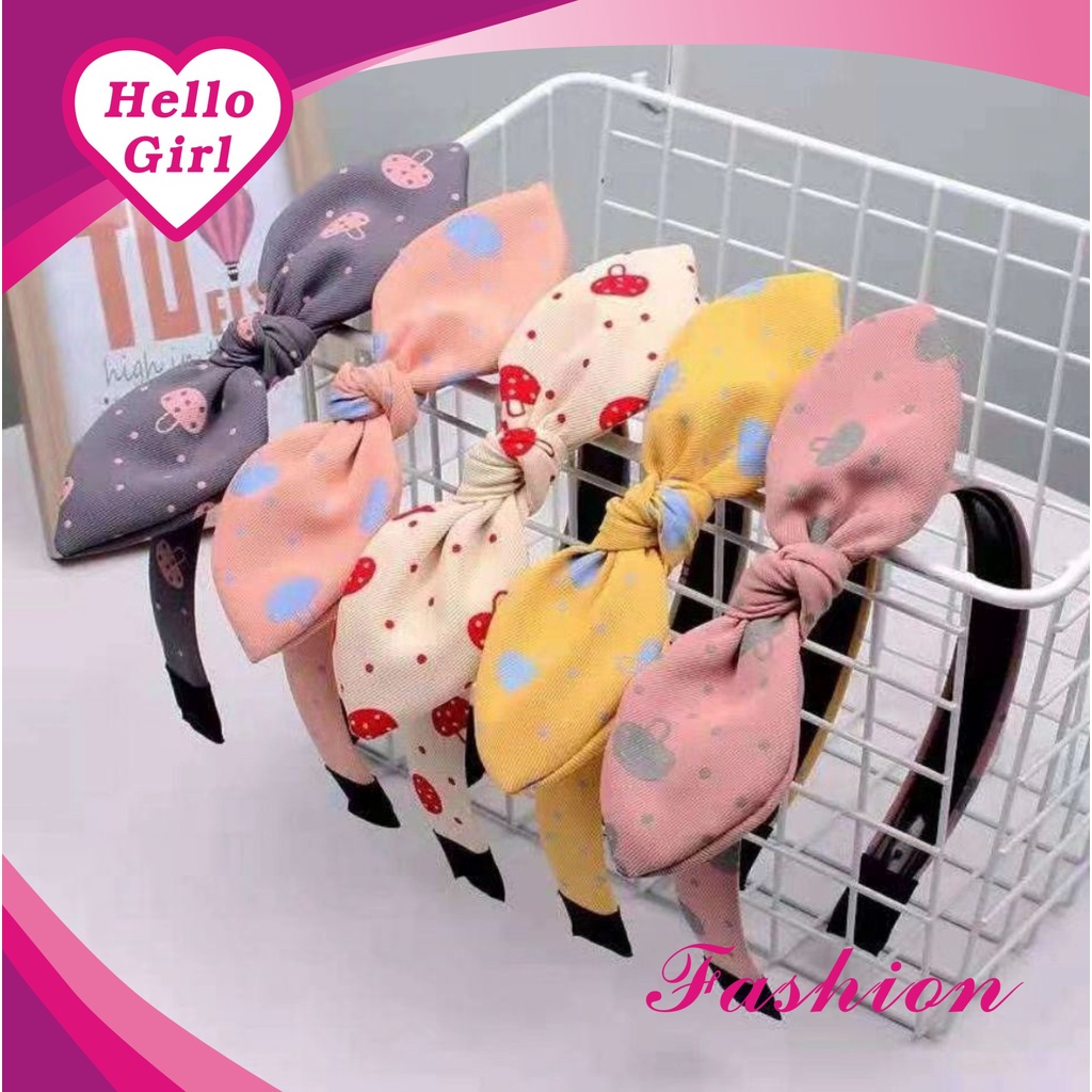 (Hello Girl)B35 Bando Anak Bando Pita Import