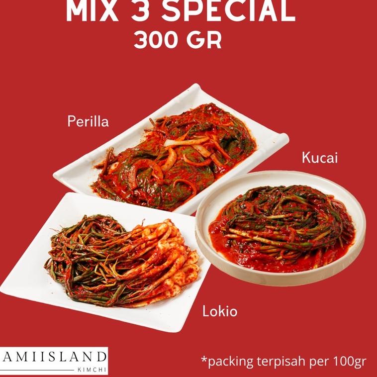 

Best Seller.. Kimchi Mix 3 Special 300 gram (Perilla, Kucai, Lokio) CLF