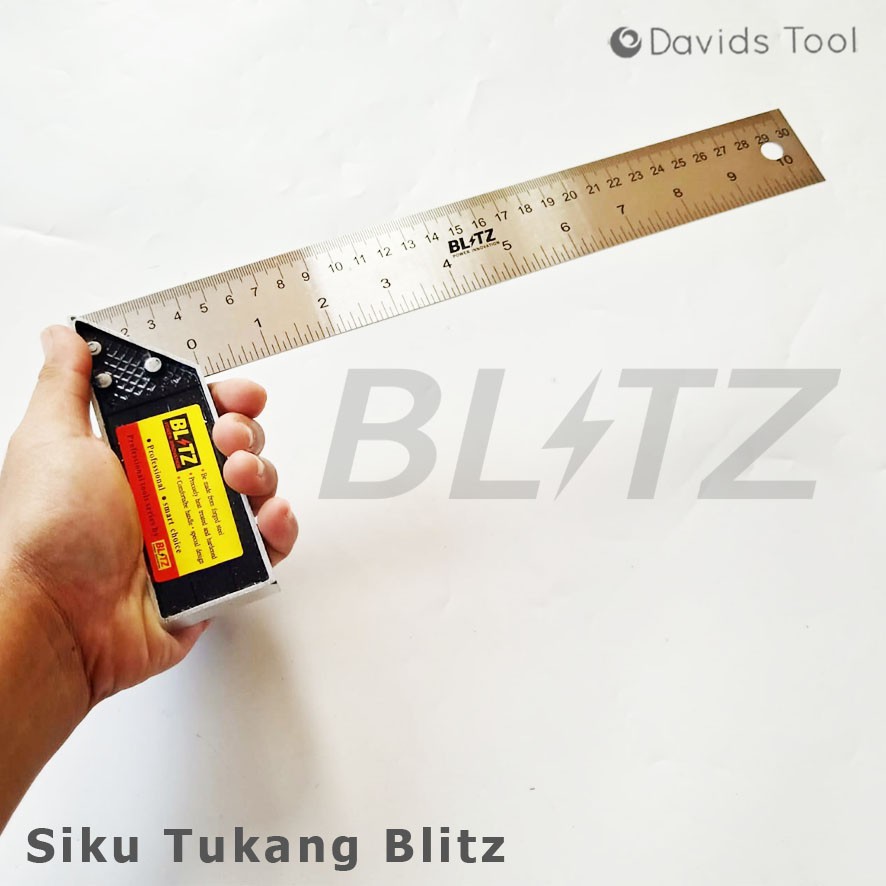 Penggaris Siku Tukang Meter Blitz Stainless 12 Inch