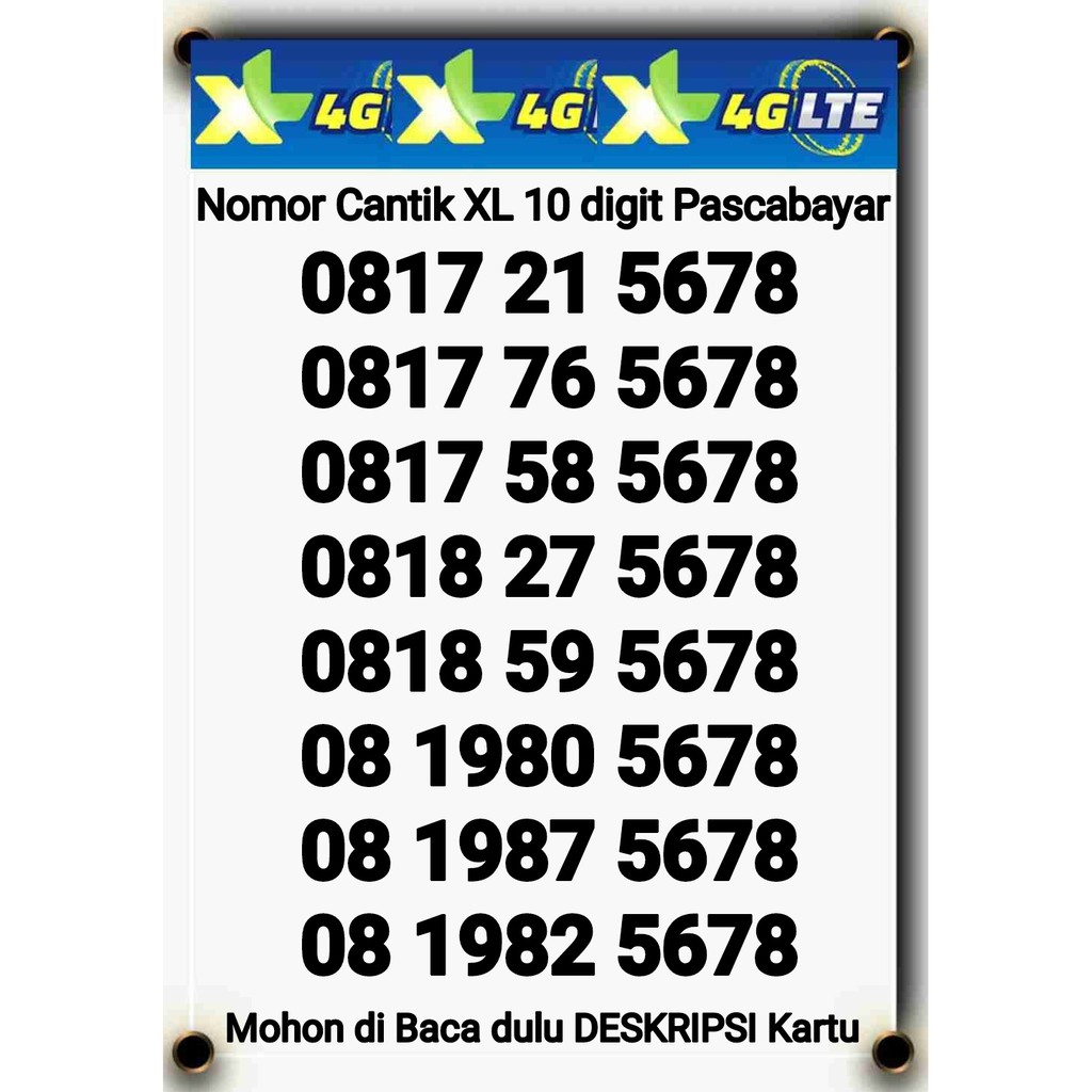 Nomor cantik XL 10 digit pascabayar seri Naik 5678 terbaik