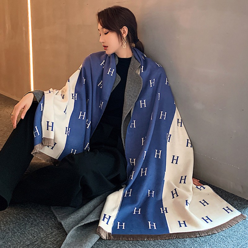 Syal &quot;Harper&quot; 60 x 190 Anggun motif Huruf H yang mewah Bahan High Grade Cashmere Immitation