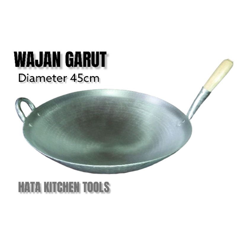 Wajan / Katel Nasi Goreng Gagang Kayu Diameter 45Cm Asli Garut Tebal Dan Anti Karat.