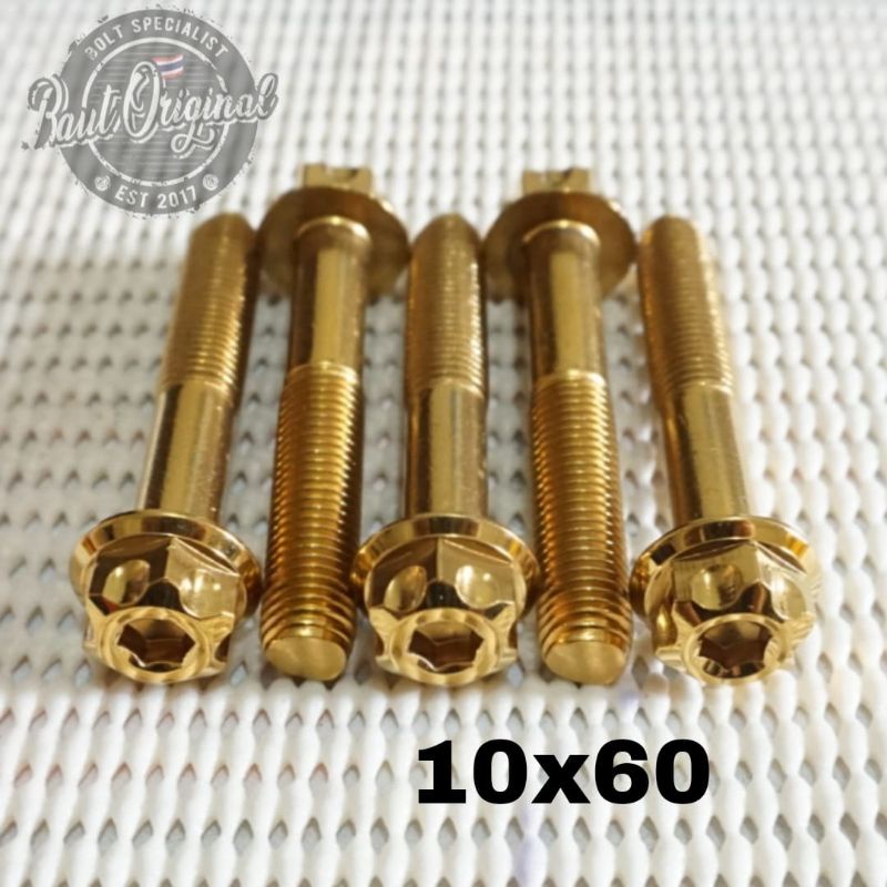 Baut probolt 10x60 gold new model drat 14 panjang 6cm Heng thailand