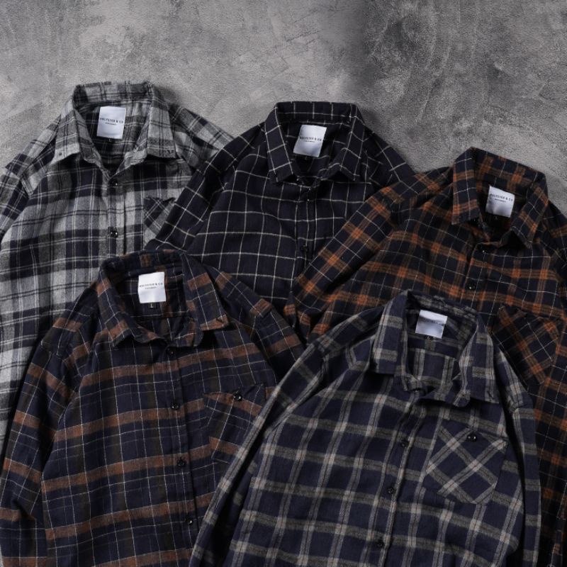 [N00101] Kemeja Flanel Distro Holyster / Kemeja Pria Kotak Kotak Lengan Panjang