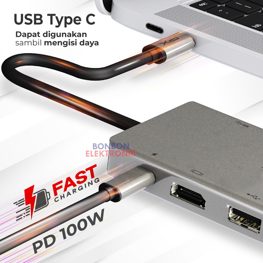 PX UCH012 Hub Converter Type C 3.1 to HDMI LAN SD/Micro SD 3.5mm 12in1