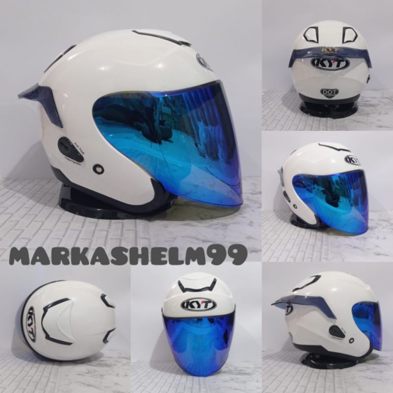 HELM KYT KYOTO ORIGINAL WARNA PUTIH WHITE VARIASI PAKET GANTENG VISOR VENOM KYT KYOTO PAKET GANTENG 