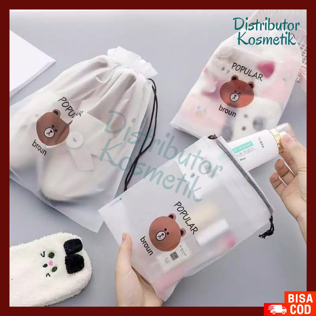 [ READY ] Pouch Travel Organizer Bag Kosmetik Anti Air | Tas Serut Makeup Motif Waterproof