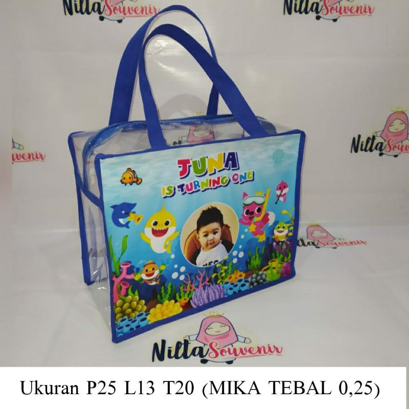 

tas ultah mika/tas ultah resleting/tas ultah motif baby shark/souvenir ulang tahun/souvenir anak