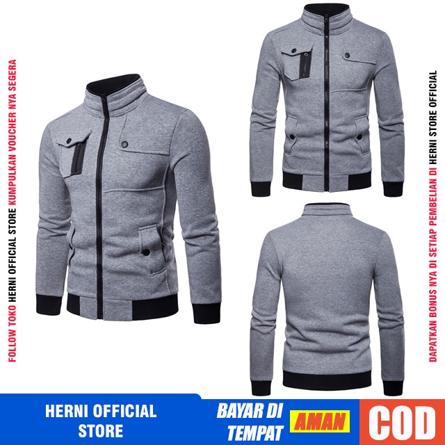 Jaket Pria Bahan Fleece Cotton Katun Tebal Import Original Cowok Casual Distro Keren Premium-2