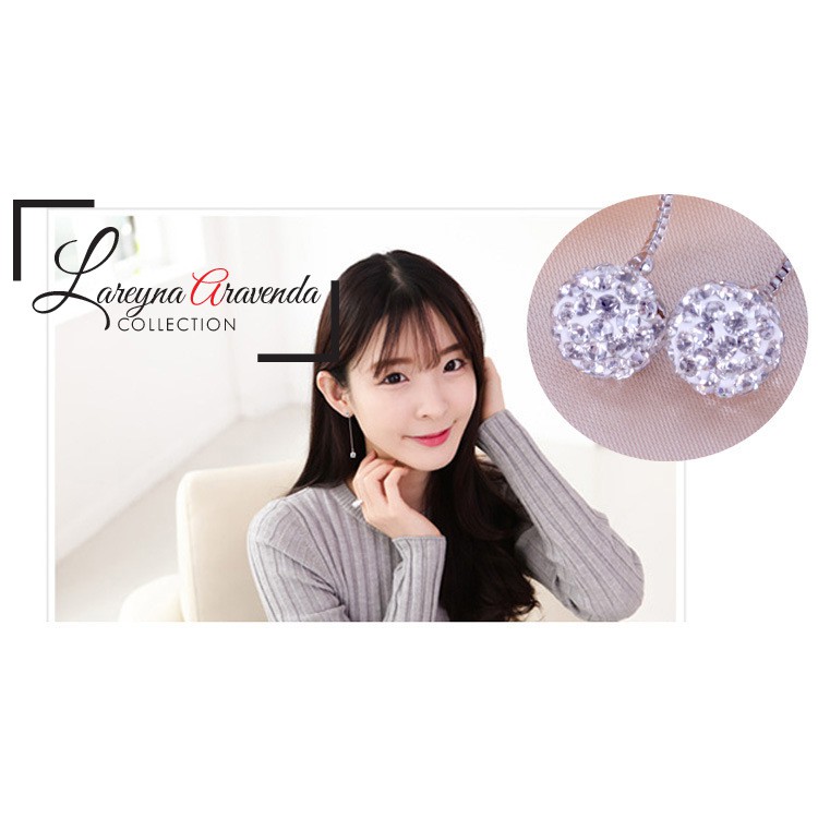 Anting Wanita Silver S925 Model Double Lucky Ball Crystal AT027