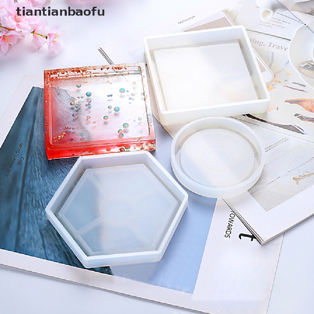 [tiantianbaofu] Coaster Resin Silicone Cup Mat Pad Mold Jewelry Making Epoxy Mould Tool Craft Boutique