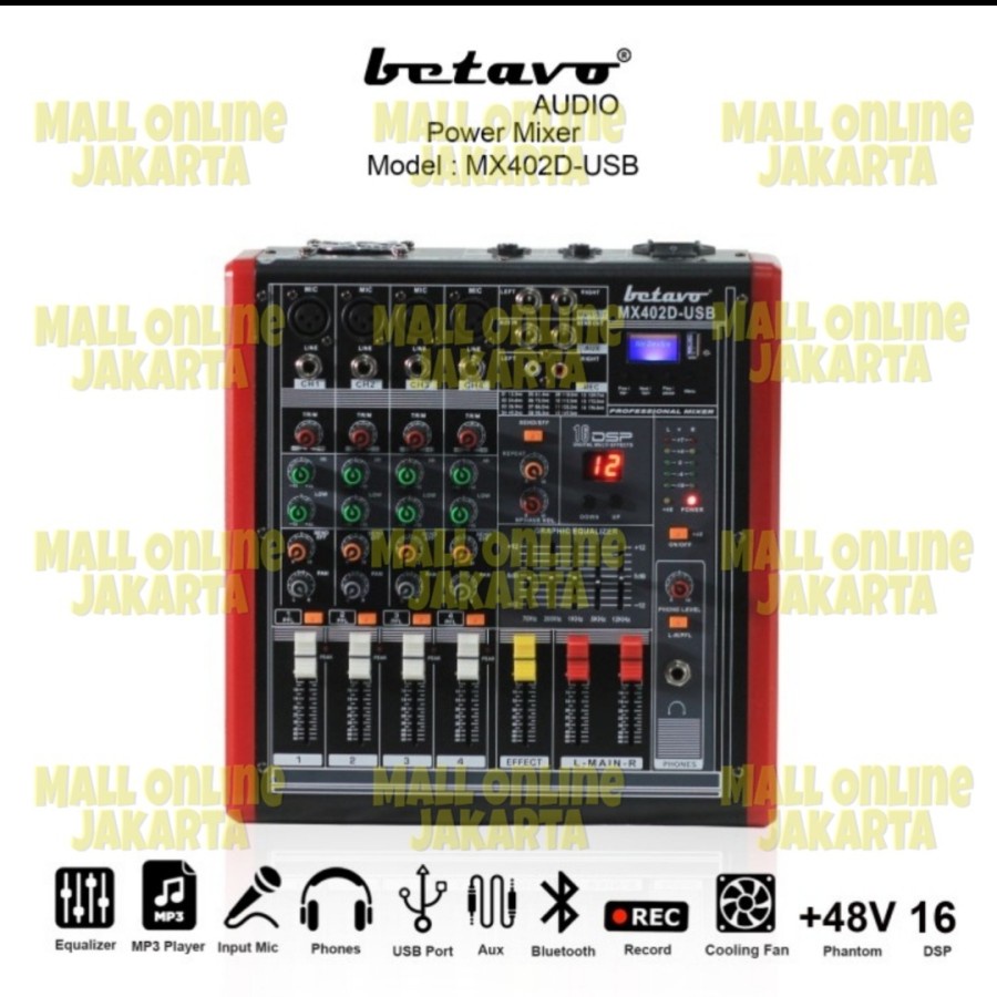 Power Mixer 4 channel Betavo mx402d Bluetooth mx 402d - USB Mx 402