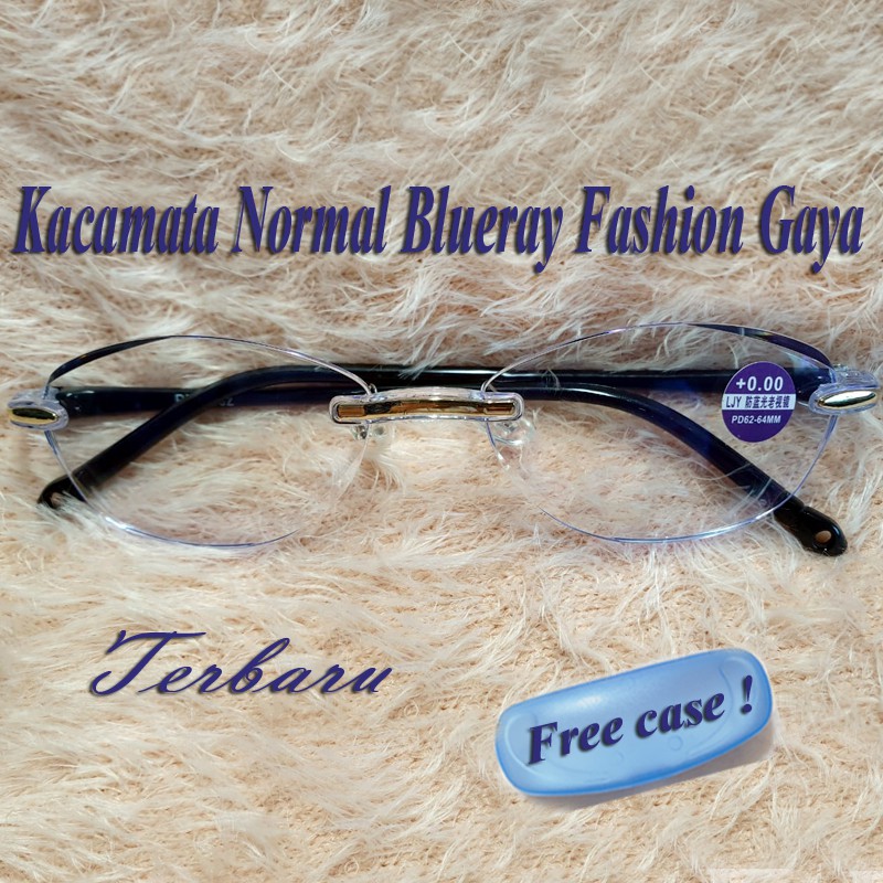 Kacamata Blueray Transparan Gaya Fashion Kacamata Pria Wanita Unisex Free Case Kacamata Normal Biasa