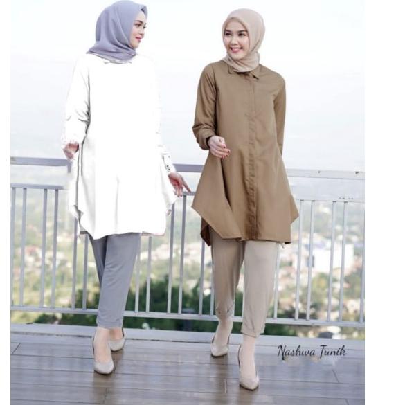 {NBL.25Au22ᵛ} BAJU TUNIK NASHWA BAJU KEMEJA TUNIK MUSLIMAH WANITA DEWASA. BAHAN TOYOBO IMPORT JAPAN,