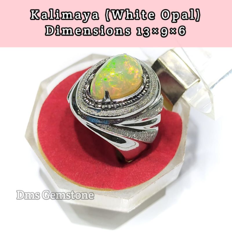 Cincin Permata Kalimaya (White Opal) Asli Natural Batu Permata