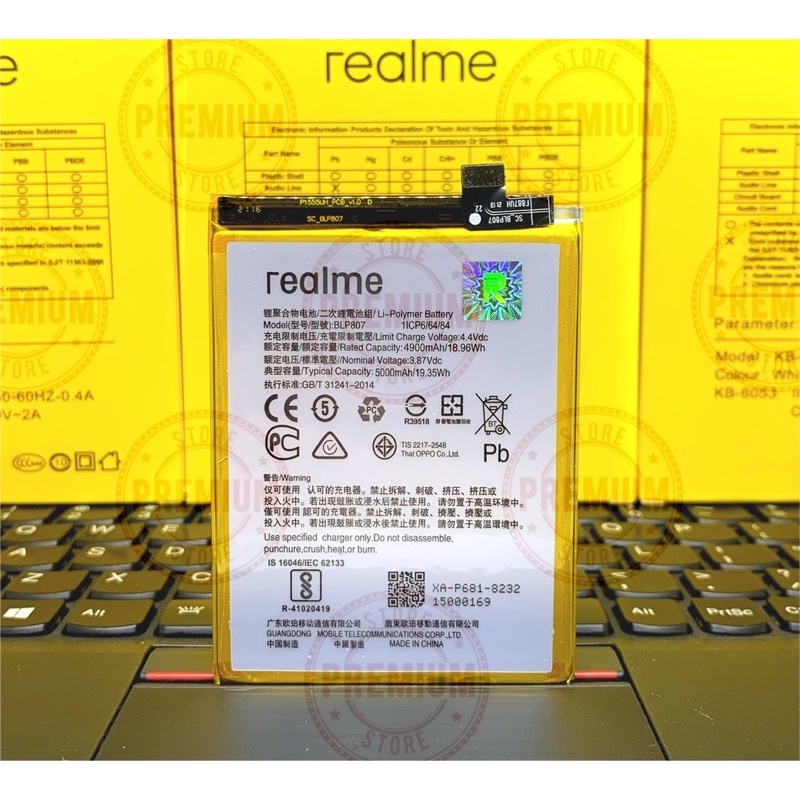 BATERAI BATRE BATTERY BATU BATRAI HP REALME V5/REALME 7 BLP807 ORIGINAL