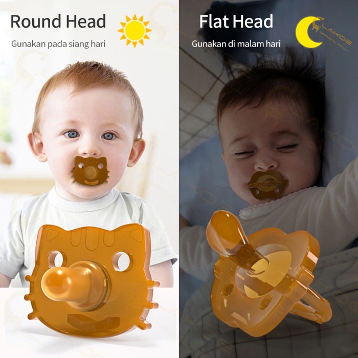 Dot bayi empeng bayi bahan silikon dengan rantai dan Kotak - round head