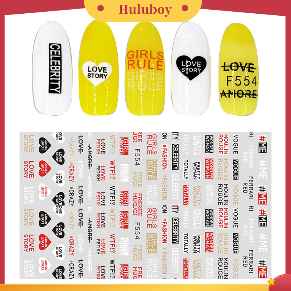 Huluboy Huluboy♡ Stiker Kuku 3D Motif Kartun Bunga Butterfly Untuk Manicure