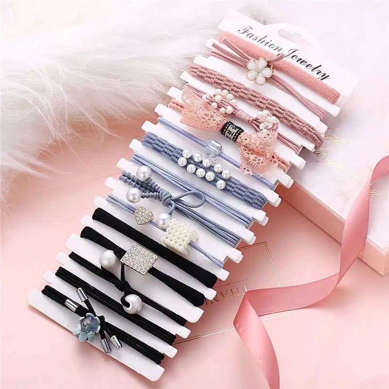 ikat rambut bahan elastis isi 15pcs Bahan Karet Gaya Korea Fashion Import Murah Kualitas Bagus