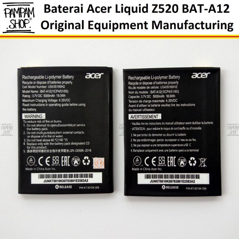 ACER LIQUID Z520 BAT-A12 BATERAI ORIGINAL REAL KAPASITAS 2000 MAH