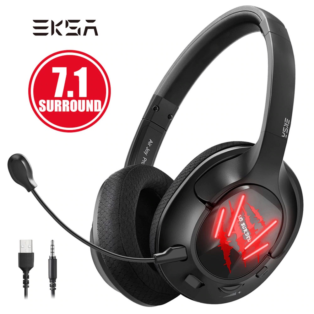 HEADPHONE HEADSET EKSA Air Joy Pro Gaming Headphone Headset LED Virtual 7.1 with Mic - E3 - Black