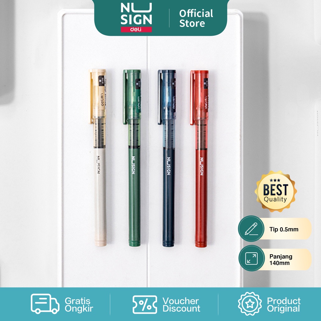 

Deli Nusign Roller Pen / Pulpen Roller 0.5mm Tinta Hitam Panjang Penulisan Hingga 1100m NS767