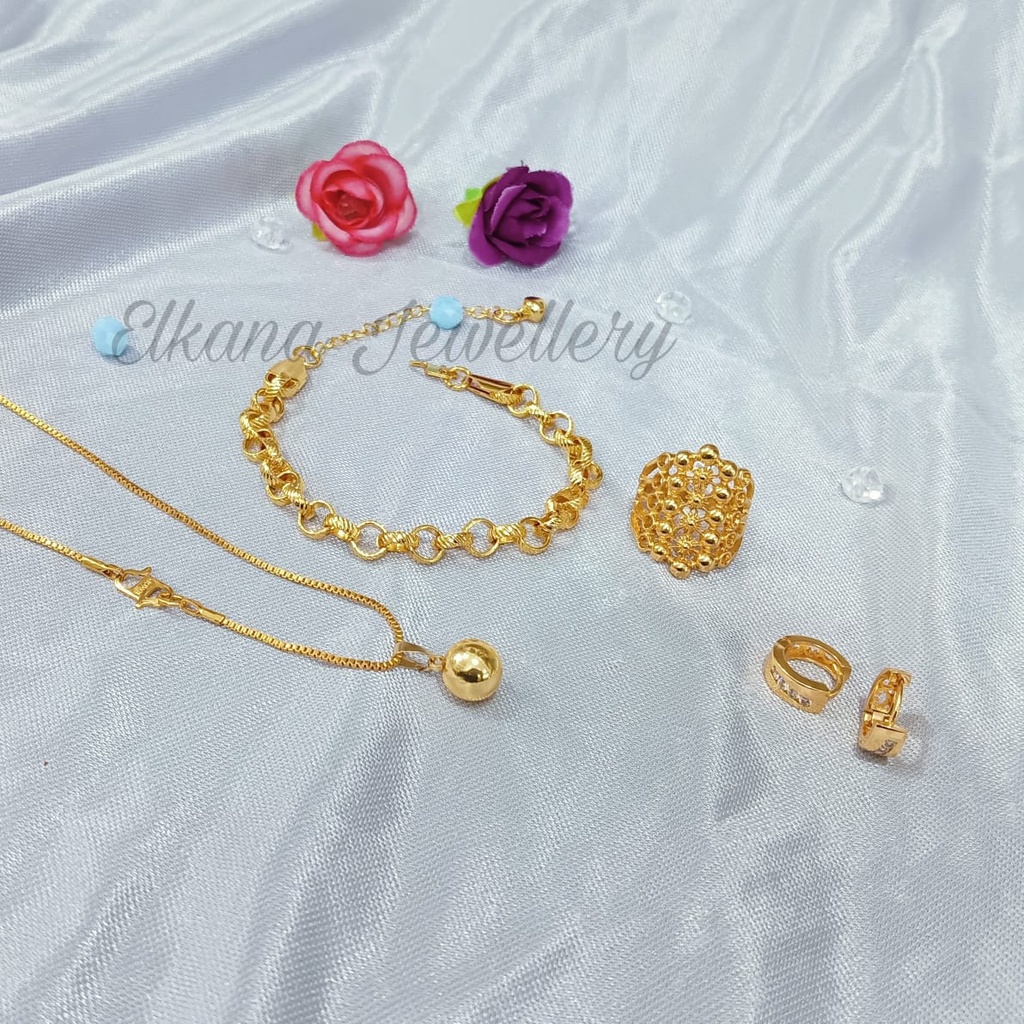 SET DEWASA BULAT GOLD Perhiasan super berkelas fashion korea anti karat dan anti luntur