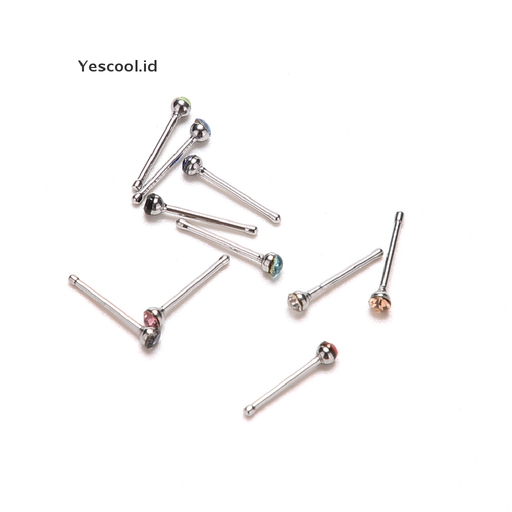 【Yescool】 Chic Crystal Rhinestone Nose Ring Bone Stud Surgical Steel Body Piercing Jewelry .