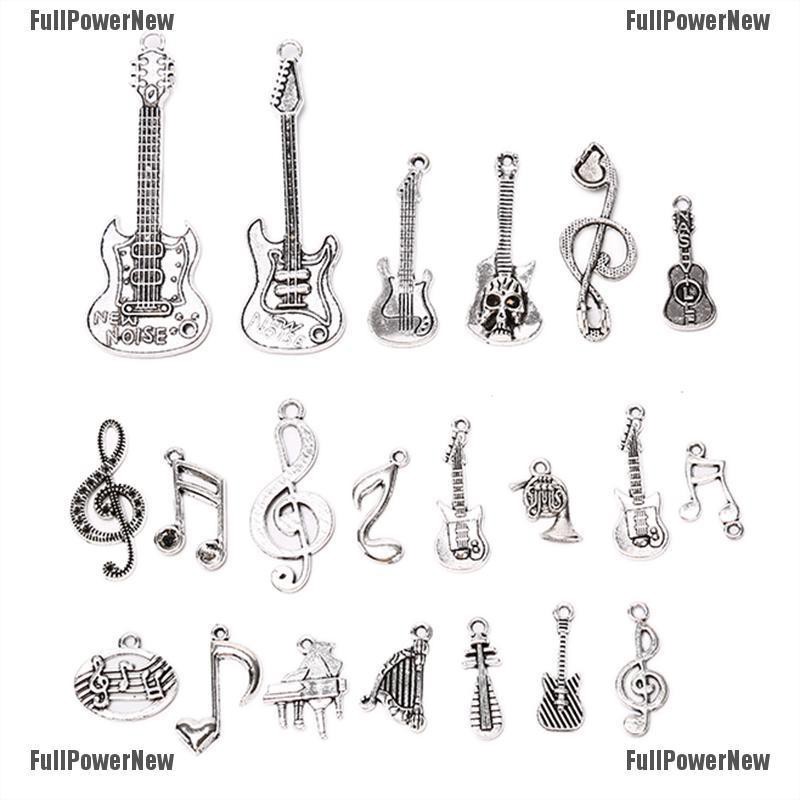 [FULLのJY] 21Pcs/Set Vintage Alloy Guitar Musical Note Charms Pendant DIY Jewelry Findings